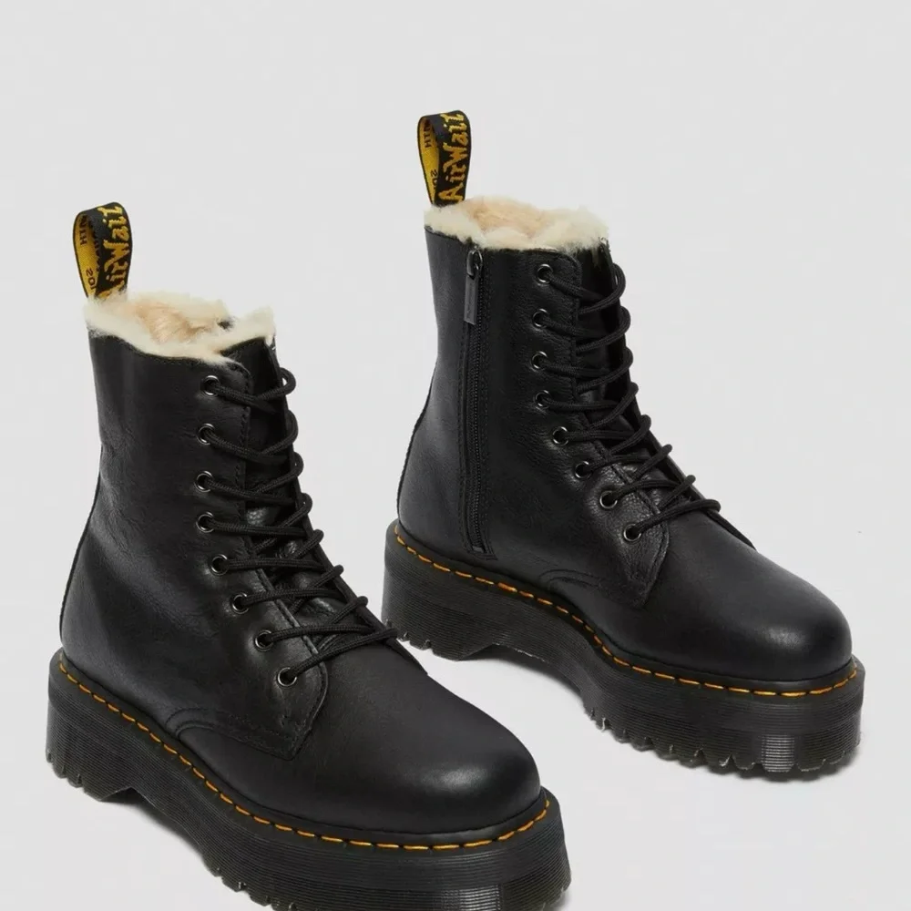 Dr. Martens Jadon Faux Fur Lined Leather Platform Boots - Picture 1 of 10